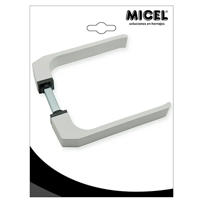 Micel Brimic Conjunto de picaporte 702 - Aluminio, Blanco - Manilla de ventana de aluminio MICEL con pasador cuadrado. Ideal para ventanas y puertas de balcón. Construcción robusta y duradera.