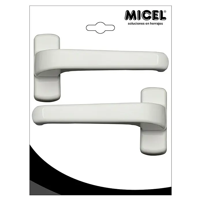 Micel Brimic Conjunto de picaporte 6800 - Aluminio, Blanco - Manillas de ventana blancas MICEL en un paquete. Estas manillas son un complemento elegante y práctico para cualquier hogar moderno.