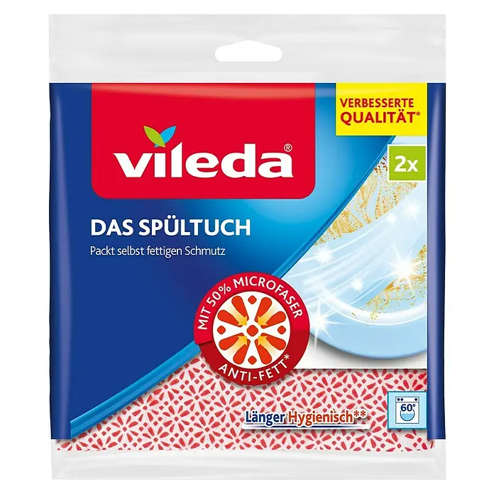 Vileda Microfibre Spültuch Extra Power - Mikrofaser, 2 Stk. - Vileda Spültuch: Das Spültuch mit 50% Mikrofaser für die Küche, entfernt selbst fettigen Schmutz und ist bei 60° waschbar.