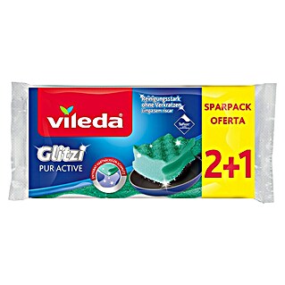 Vileda Glitzi Schwamm PUR Active (Glitzi Härtegrad: 1, 3 Stk.)