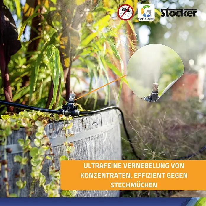 Stocker Geyser Zubehör-Set Kit Base - Passend für: Stocker Geyser-Vernebler - Stocker Geyser System zur Schädlingsbekämpfung. Ultrafeine Vernebelung von Konzentraten, effizient gegen Stechmücken im Garten.
