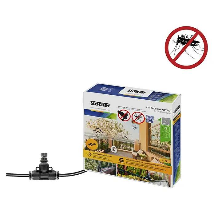 Stocker Geyser Zubehör-Set Balkon-Kit - Passend für: Stocker Geyser-Vernebler - Stocker Balkon Geysir Set: Das Set zur Nebelung bietet eine feine Wasserverteilung und hilft, Mücken fernzuhalten.