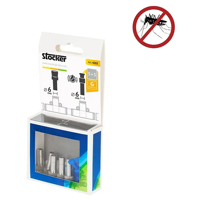 Stocker Geyser Düsen-Set - Passend für: Stocker Geyser Nebulisator - Stockergarden Bewässerungsverbinder-Set mit 5+5 Teilen, 6mm Durchmesser, ideal für Gartenbewässerungssysteme.