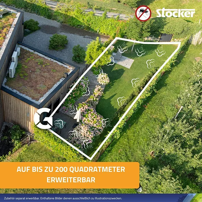 Stocker Geyser Stechmückenschutz Nebulisator - 4 l, 1 Akku - Das Stocker Produkt schützt Gärten bis zu 200 Quadratmeter vor Insekten.