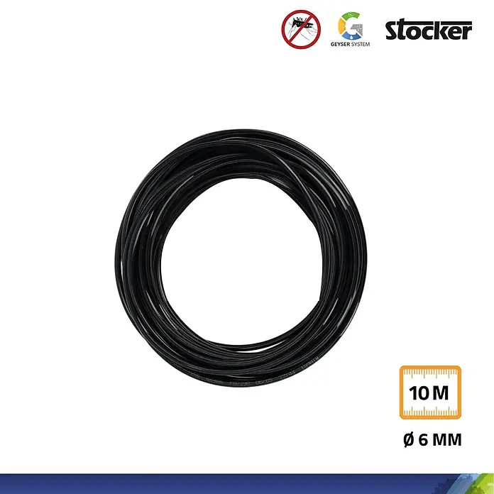 Stocker Geyser Schlauchleitung - 10 m, Passend für: Stocker Geyser Nebulisator - Schwarzer Stocker Schlauch, 10 m lang mit einem Durchmesser von 6 mm, ideal für Bewässerungssysteme.