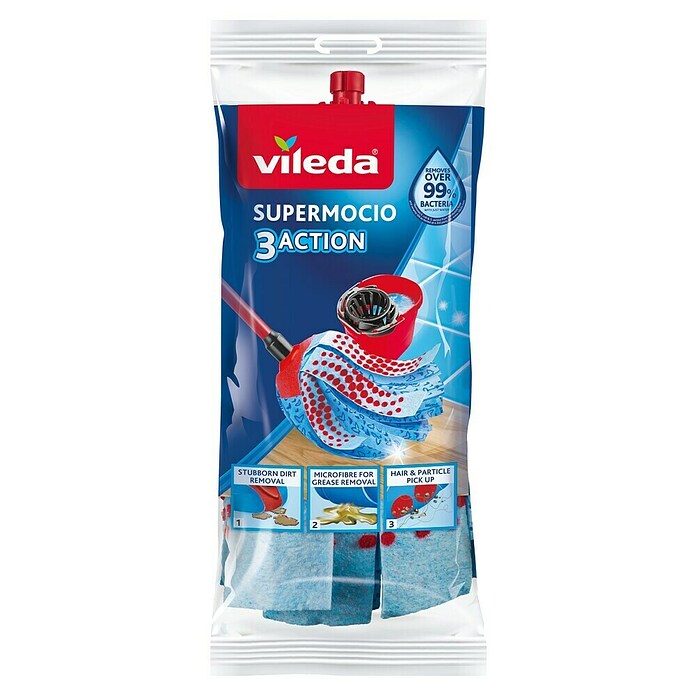Vileda SuperMocio Nadomestna glava za pripomoček za čiščenje tal 3Action  (Specifikacije materiala: Mikrovlakna, CollexTex) | 7146 - Ersatzbezüge | HHCC - Nassreinigungsgeräte | HHC - Reinigung | HH - Reinigung | H - Innendeko/Farben | BAUHAUS