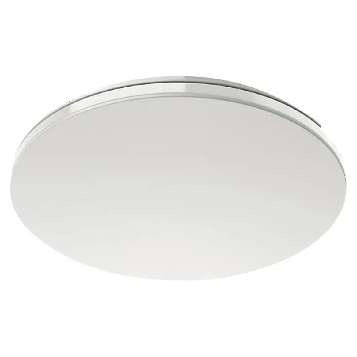 Eglo connect.z LED-Deckenleuchte rund Maltignano-Z - 18,5 W, Ø x H: 38 x 8,2 cm, Weiß, RGBW - Nahaufnahme einer weißen, runden Deckenleuchte mit einem schmalen, silbernen Rahmen. Zeitgemäßes Design für stilvolle Innenräume.