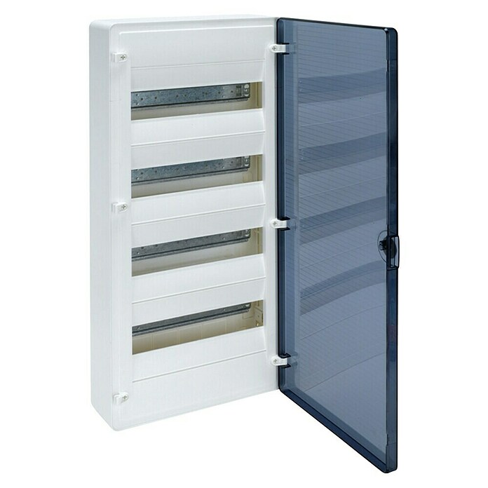 Hager Aufputz-Verteiler Golf (L x B x H: 282 x 99 x 647 mm, Anzahl Klemmstellen: 48 Stk., Weiß, Transparent) | BAUHAUS