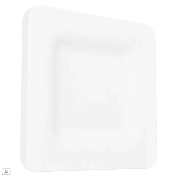 Eglo connect.z Funk-Wandschalter - L x B x H: 80 x 80 x 20 mm - Quadratischer, weißer Teller mit abgerundeten Ecken und einem subtilen vertieften Bereich in der Mitte für Speisen.