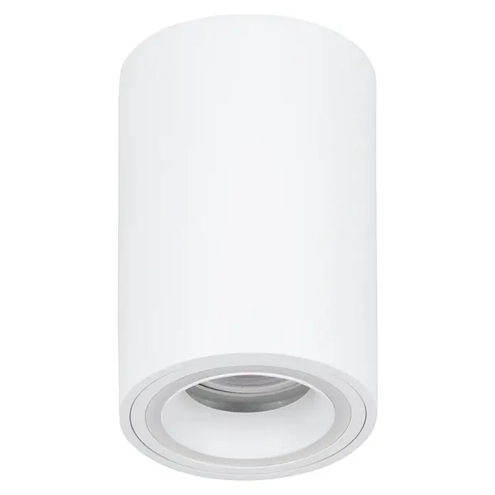 Eglo connect.z LED-Spot Carosso-Z - 4,9 W - Nahaufnahme einer zylindrischen weißen Deckenleuchte mit einem eingelassenen Lichtausgang. Schlichtes Design für moderne Innenräume.