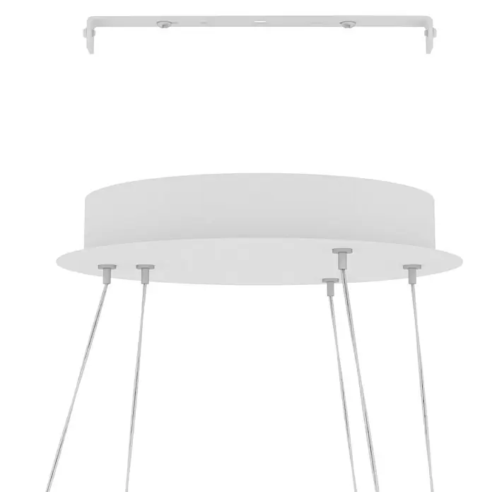 Eglo connect.z LED-Pendelleuchte Lobinero-Z - Ø x H: 58 x 110 cm, 43,2 W, Weiß, Neutralweiß - Eine Deckenleuchte mit einer darunterliegenden Plattform und zwei Treppen. Die Lampe spendet Licht auf das gesamte Gebilde.