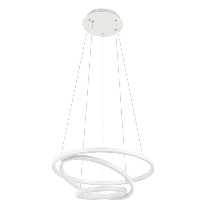 Eglo connect.z LED-Pendelleuchte Lobinero-Z - Ø x H: 58 x 110 cm, 43,2 W, Weiß, Neutralweiß - Die Pendelleuchte ist in Weiß gehalten und besteht aus mehreren ineinander verschlungenen Ringen, die ein elegantes, modernes Design erzeugen.