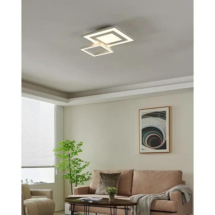 Eglo connect.z LED-Deckenleuchte Savatarila-Z - 2,7 W, L x B x H: 45 x 45 x 7 cm, Weiß, RGBW - Moderne Deckenleuchte mit quadratischem Design. Die Lampe strahlt helles Licht und ist eine stilvolle Ergänzung für jeden Raum.
