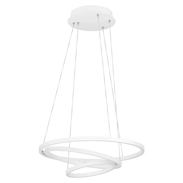 Eglo connect.z LED-Pendelleuchte Lobinero-Z - Ø x H: 58 x 110 cm, 43,2 W, Weiß, Neutralweiß - Moderne, weiße Hängelampe mit abstraktem Design, bestehend aus mehreren Ebenen und Ringen, die durch dünne Seile verbunden sind. Ein echter Hingucker.