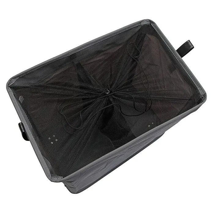 Versa Cesta de ropa - 58 x 35 x 54,4 cm, Gris oscuro - Esta cesta cuenta con un diseño de malla y cierre con cordón para un almacenamiento seguro, ideal para la colada o la compra.