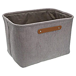 Cesta de tela Corduroy (L x An x Al: 38 x 26 x 25 cm, Gris claro)
