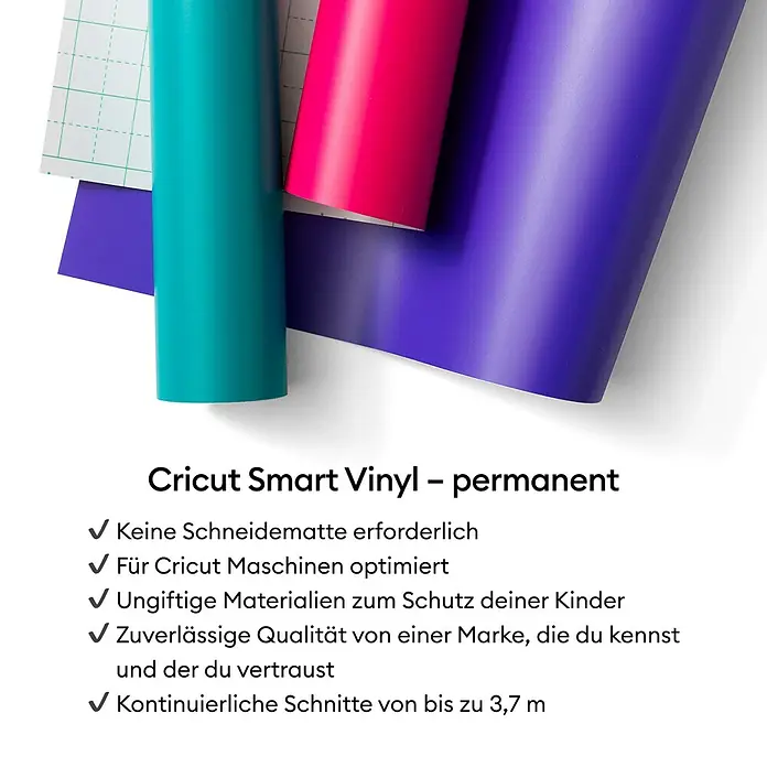 Cricut Joy Xtra Vinylfolie Smart Vinyl Permanent - 1 Stk., Schwarz, 91,4 x 24,1 cm - Vielfältige Auswahl an Cricut Smart Vinyl Permanentfolien in leuchtenden Farben, ideal für kreative Projekte und dauerhafte Ergebnisse.