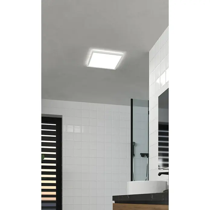 Eglo LED-Deckenleuchte Rovito - 17,6 W, L x B x H: 39 x 39 x 3 cm, Weiß, Tageslichtweiß - Moderne Badezimmer-Deckenleuchte in quadratischem Design. Das Licht ist hell und sorgt für eine angenehme Atmosphäre.