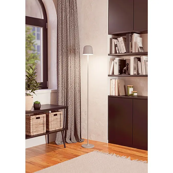 Eglo LED-Stehleuchte Mannera-L - 4,3 W, Höhe: 140 cm, Grau, Tageslichtweiß - Elegante Stehlampe mit grauem Schirm für gemütliche Stunden. Perfekt als Lichtquelle im Wohnzimmer oder Schlafzimmer, um eine warme Atmosphäre zu schaffen.
