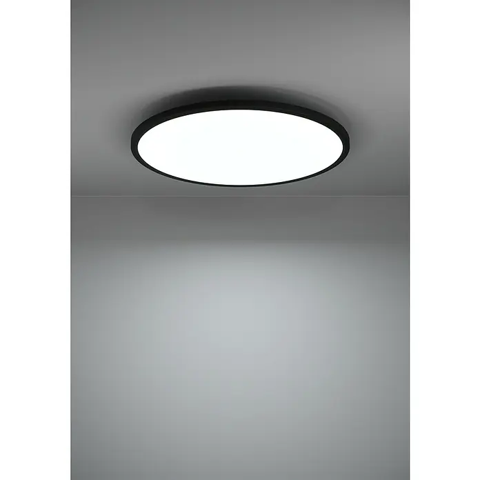 Eglo Connect LED-Deckenleuchte rund Sarsina-Z - 41 W, Ø x H: 60 x 5,2 cm, Schwarz, Tageslichtweiß - Minimalistische Deckenleuchte mit runder, weißer Leuchtfläche und schwarzem Rand, die eine moderne und effiziente Beleuchtung bietet.