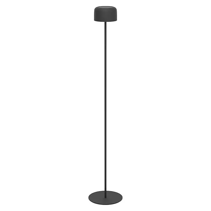 Eglo Solar-Stehleuchte Roccanova-L - Schwarz, IP44, Ø x H: 13,5 x 120 cm - Eine minimalistische Stehleuchte in Grau. Das Design zeichnet sich durch einen zylindrischen Lampenschirm und einen schlanken Ständer aus.