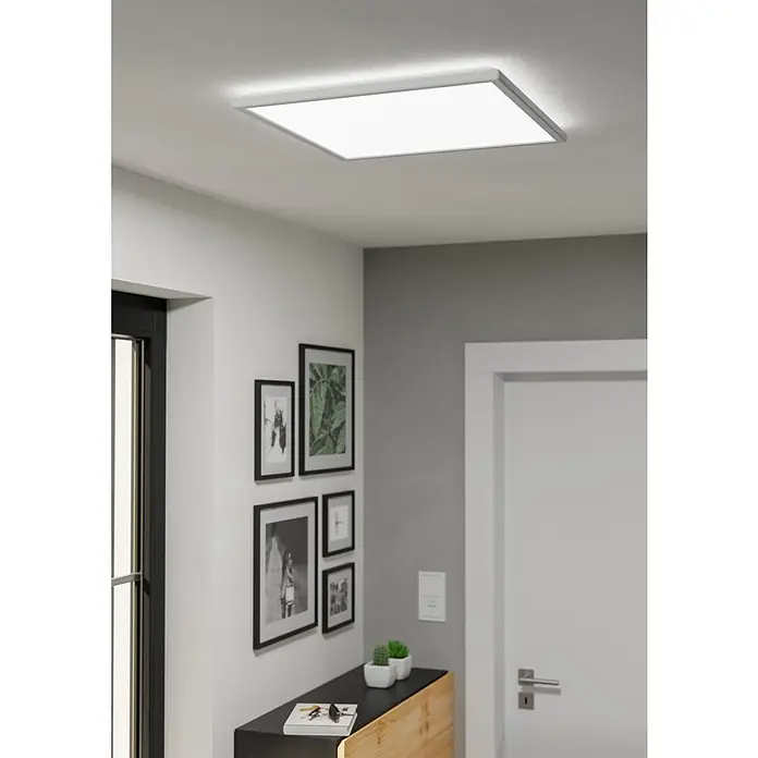 Eglo LED-Deckenleuchte Rovito - 17 W, L x B x H: 50 x 50 x 3,2 cm, Weiß, Tageslichtweiß - Elegantes, flaches LED-Panel für die Decke. Dieses moderne Beleuchtungselement sorgt für eine gleichmäßige und helle Ausleuchtung im Raum.