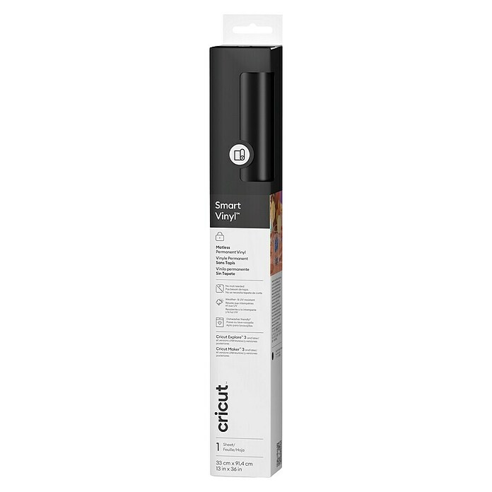 Cricut Vinylfolie Smart Vinyl Permanent (1 Stk., Schwarz, 91,4 x 33 cm, Selbstklebend) | BAUHAUS