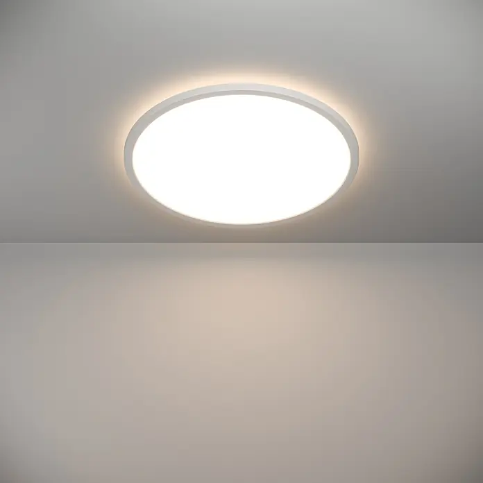 Eglo LED-Deckenleuchte Rovito - 16,8 W, Ø x H: 50 x 3 cm, Weiß, Warmweiß - Helle LED-Deckenleuchte in runder Form mit weißem Rahmen. Perfekt für moderne Wohnräume, sorgt für gleichmäßige Ausleuchtung.