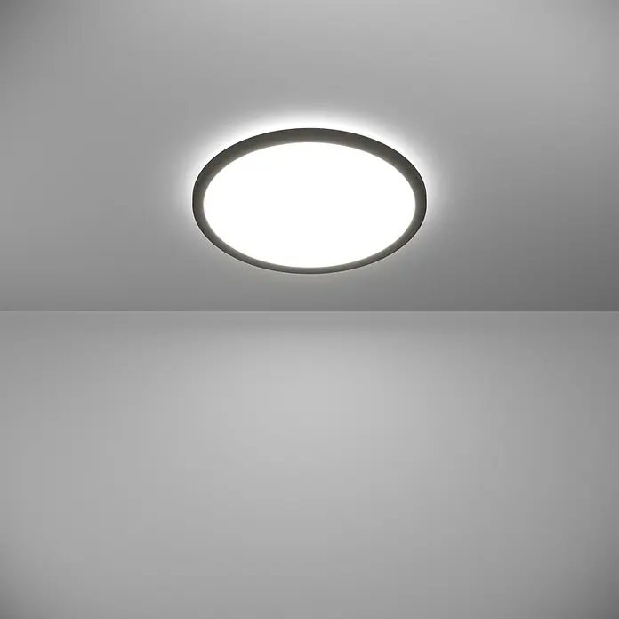 Eglo LED-Deckenleuchte rund Rovito-R - 18,5 W, Ø x H: 38,9 x 3 cm, Schwarz, Tageslichtweiß - Deckenleuchte mit runder Form, die helles Licht in einem modernen Raum spendet.
