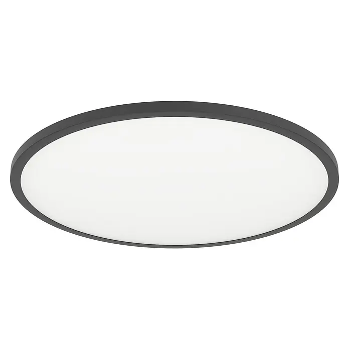 Eglo Connect LED-Deckenleuchte rund Sarsina-Z - 41 W, Ø x H: 60 x 5,2 cm, Schwarz, Tageslichtweiß - Eine moderne, runde LED-Deckenleuchte mit einem schlanken, anthrazitfarbenen Rahmen und einem hellen, diffusen Licht für eine gleichmäßige Ausleuchtung.