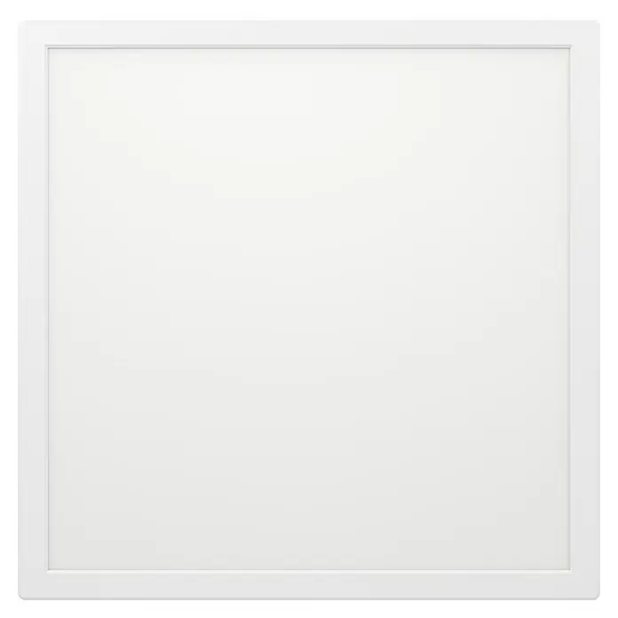 Eglo LED-Deckenleuchte Rovito - 17,6 W, L x B x H: 39 x 39 x 3 cm, Weiß, Tageslichtweiß - Nahaufnahme eines weißen, quadratischen LED-Panel-Lichtes mit schmalem Rahmen, ideal für moderne Büros oder Wohnräume.