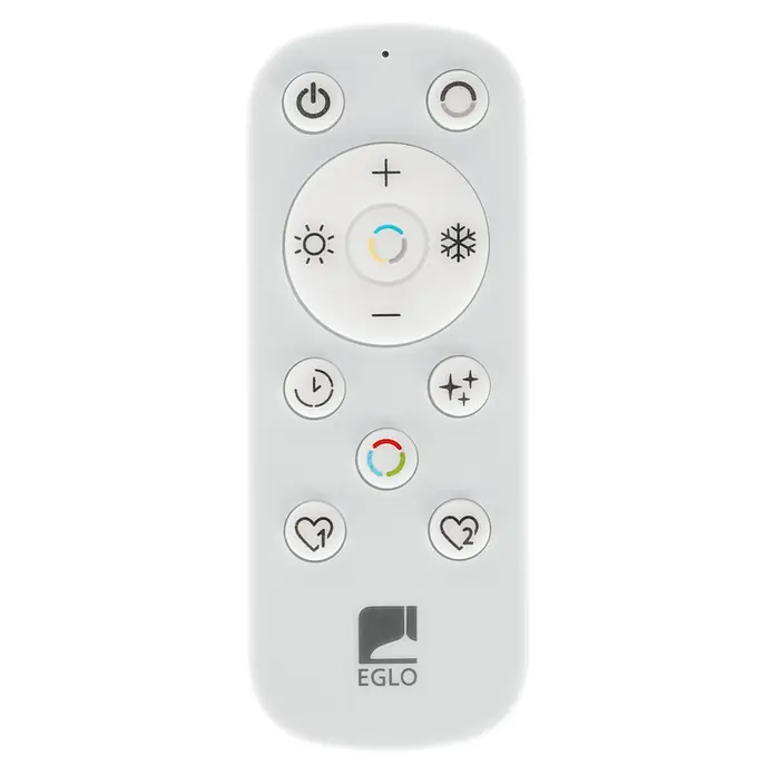 Eglo LED-Deckenleuchte rund Rovito-R - 18,5 W, Ø x H: 38,9 x 3 cm, Schwarz, Tageslichtweiß - Weisse EGLO Fernbedienung mit Tasten für Lichtsteuerung, Helligkeit, Farbtemperatur, Timer, Lichtszenen und Favoriten.