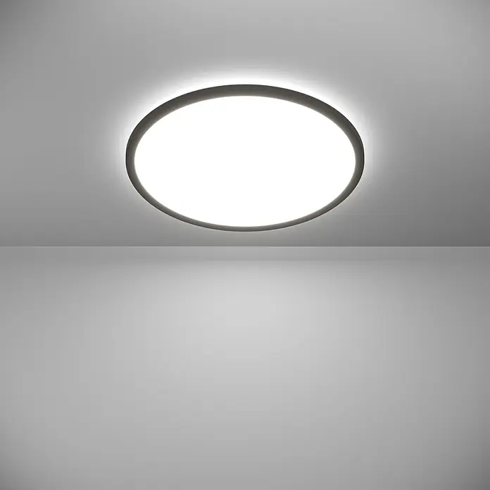 Eglo LED-Deckenleuchte rund Rovito-R - 16,8 W, Ø x H: 50 x 3,2 cm, Schwarz, Tageslichtweiß - Deckenleuchte mit runder Form und sanftem Lichtschein.