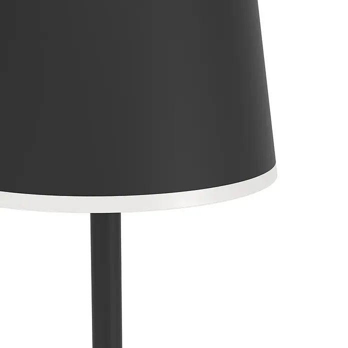 Eglo LED-Stehleuchte Mannera-L - 4,3 W, Höhe: 140 cm, Schwarz, Tageslichtweiß - Nahaufnahme einer eleganten, schwarzen Tischleuchte mit weißem Sockel, die ein modernes Ambiente erzeugt.