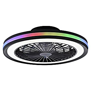 Just Light Ventilador de techo Brandon (Diámetro: 46,5 cm, Negro, 36 W, RGB)