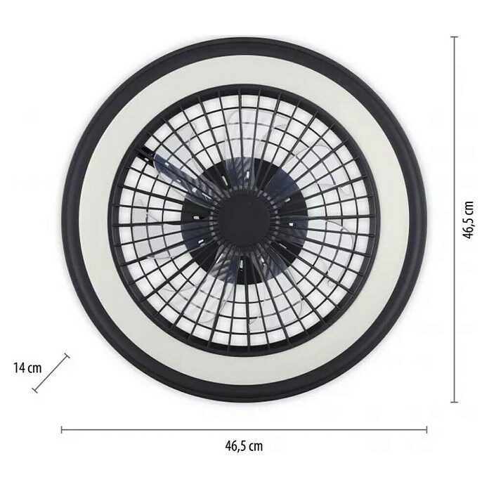 Just Light Stropni ventilator Brandon  (Promjer: 46,5 cm, Crna, 36 W, RGB) | BAUHAUS