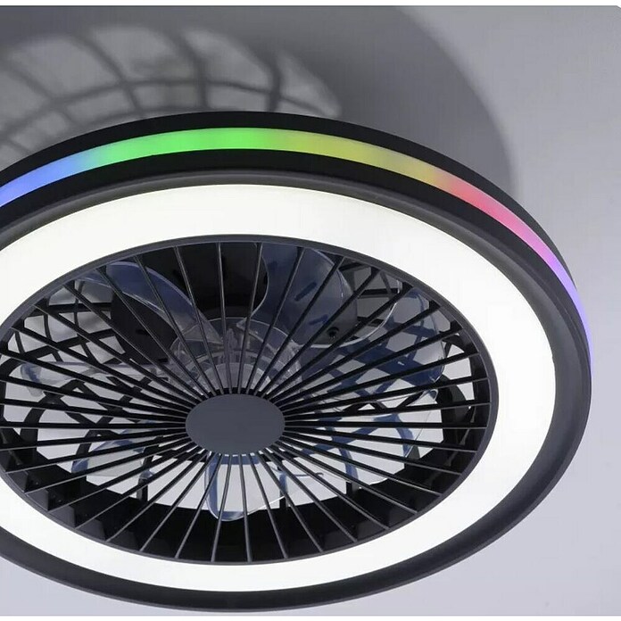 Just Light Ventilador de techo Brandon (Diámetro: 46,5 cm, Negro, 36 W, RGB) | BAUHAUS