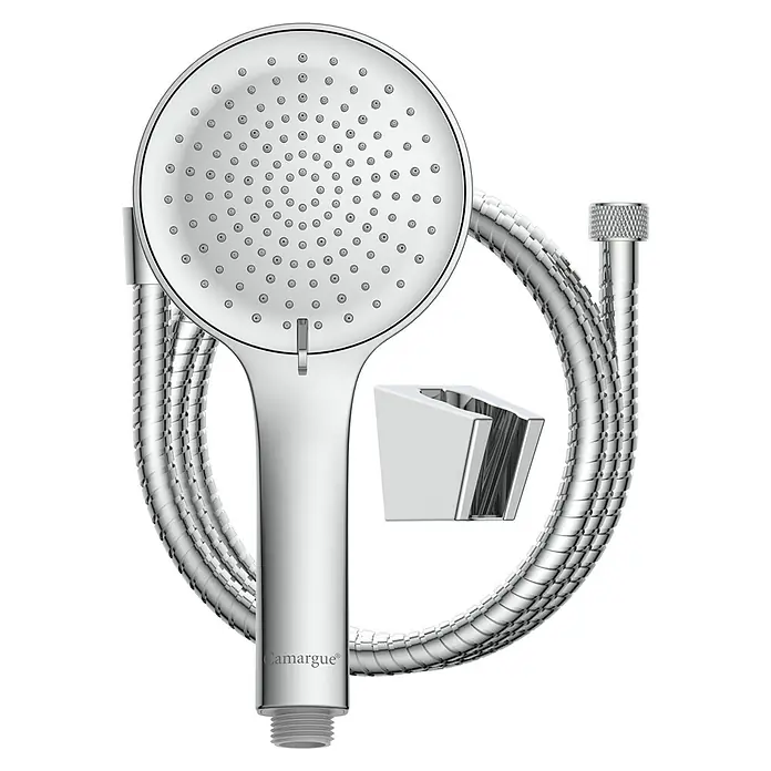 Camargue Brause-Set - Anzahl Funktionen: 3 Stk., Chrom, Glänzend - Handbrause mit chromfarbenem Schlauch, ideal für moderne Badezimmer. Stilvolles Design für entspannende Duschen.