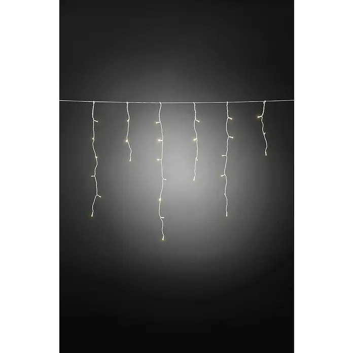 Konstsmide LED-Lichtervorhang Eisregen - Außen, 3,5 m, Warmweiß, 80 Stk., Batteriebetrieben - Dekorative Lichterkette mit warmweißen LEDs, ideal für festliche Beleuchtung im Innenbereich. Schafft eine gemütliche Atmosphäre.