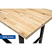 Rikta Werkbank mit Rollen (L x B: 140 x 60 cm, Arbeitshöhe: 84 cm, Belastbarkeit: 200 kg, Natur/Schwarz) | BAUHAUS
