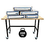 Rikta Werkbank mit Rollen (L x B: 140 x 60 cm, Arbeitshöhe: 84 cm, Belastbarkeit: 200 kg, Natur/Schwarz) | BAUHAUS