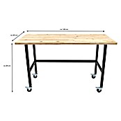 Rikta Werkbank mit Rollen (L x B: 140 x 60 cm, Arbeitshöhe: 84 cm, Belastbarkeit: 200 kg, Natur/Schwarz) | BAUHAUS
