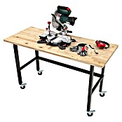 Rikta Werkbank mit Rollen (L x B: 140 x 60 cm, Arbeitshöhe: 84 cm, Belastbarkeit: 200 kg, Natur/Schwarz) | BAUHAUS