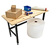Rikta Werkbank mit Rollen (L x B: 140 x 60 cm, Arbeitshöhe: 84 cm, Belastbarkeit: 200 kg, Natur/Schwarz) | BAUHAUS