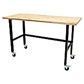 Rikta Werkbank mit Rollen (L x B: 140 x 60 cm, Arbeitshöhe: 84 cm, Belastbarkeit: 200 kg, Natur/Schwarz) | BAUHAUS