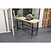 Rikta Werkbank mit Rollen (L x B: 140 x 60 cm, Arbeitshöhe: 84 cm, Belastbarkeit: 200 kg, Natur/Schwarz) | BAUHAUS