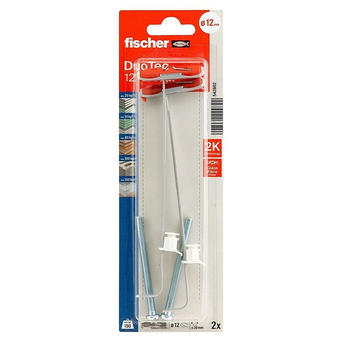 Fischer Tuimelplug Duotech 12 S PH M met panheadschroef (Pluglengte: 60 mm, Geschikt voor: Gipsplaten, 2 st.) | BAUHAUS