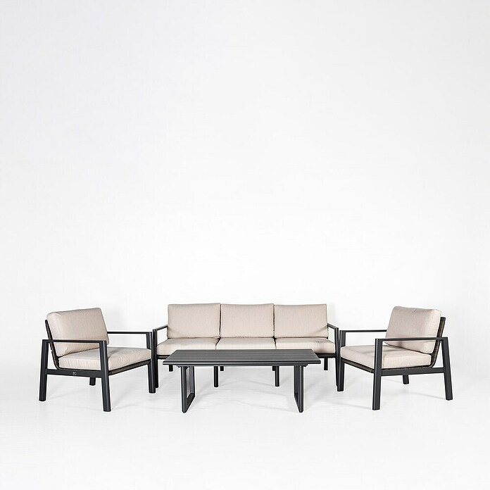 Kactus republic Conjunto de muebles Onix (4 pzs., Aluminio/Ratán sintético, Gris) | BAUHAUS