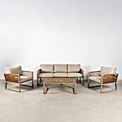 Kactus republic Conjunto de muebles Kenya (4 pzs., Aluminio/Madera sintética, Gris/Natural) | BAUHAUS