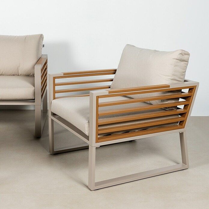Kactus republic Conjunto de muebles Kenya (4 pzs., Aluminio/Madera sintética, Gris/Natural) | BAUHAUS